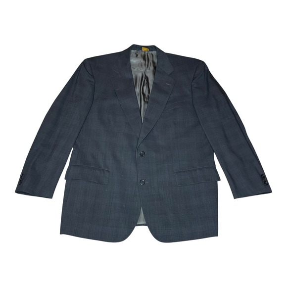 Vintage 70s USA Brooks Brothers Makers Mens Plaid Wool Blazer Charcoal Gray 44R